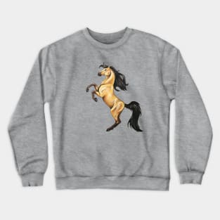 Spirited Rearing Buckskin Stallion Crewneck Sweatshirt